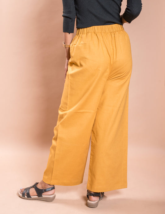 Mustered Plain Women's Cotton Palazzo