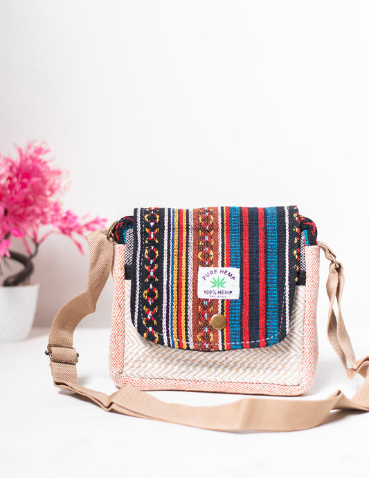 Multicolored Natural Fiber Unisex Sling Bag