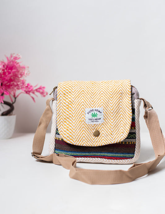 Multicolored Natural Fiber Unisex Sling Bag
