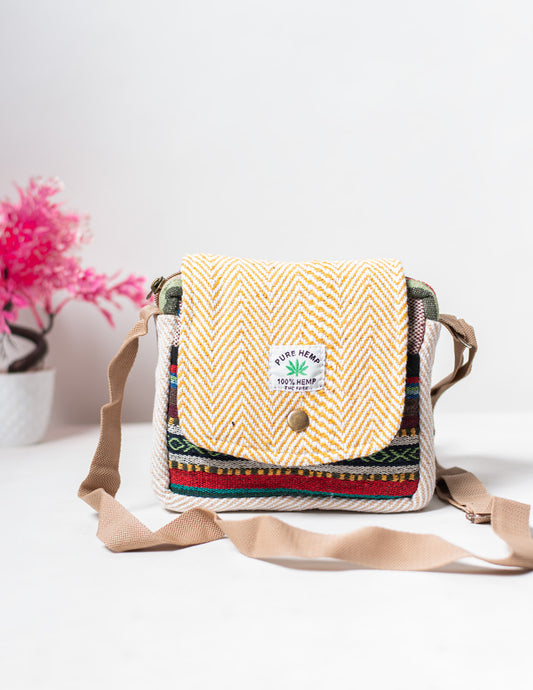 Multicolored Natural Fiber Unisex Sling Bag