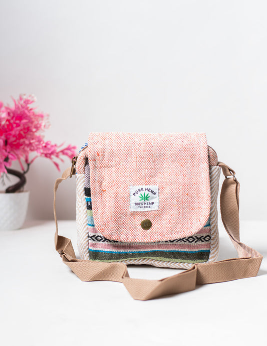 Multicolored Natural Fiber Unisex Sling Bag