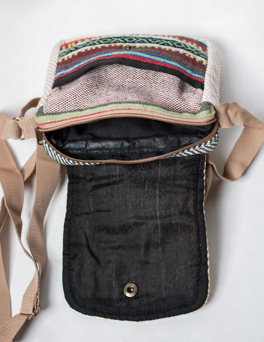 Multicolored Natural Fiber Unisex Sling Bag