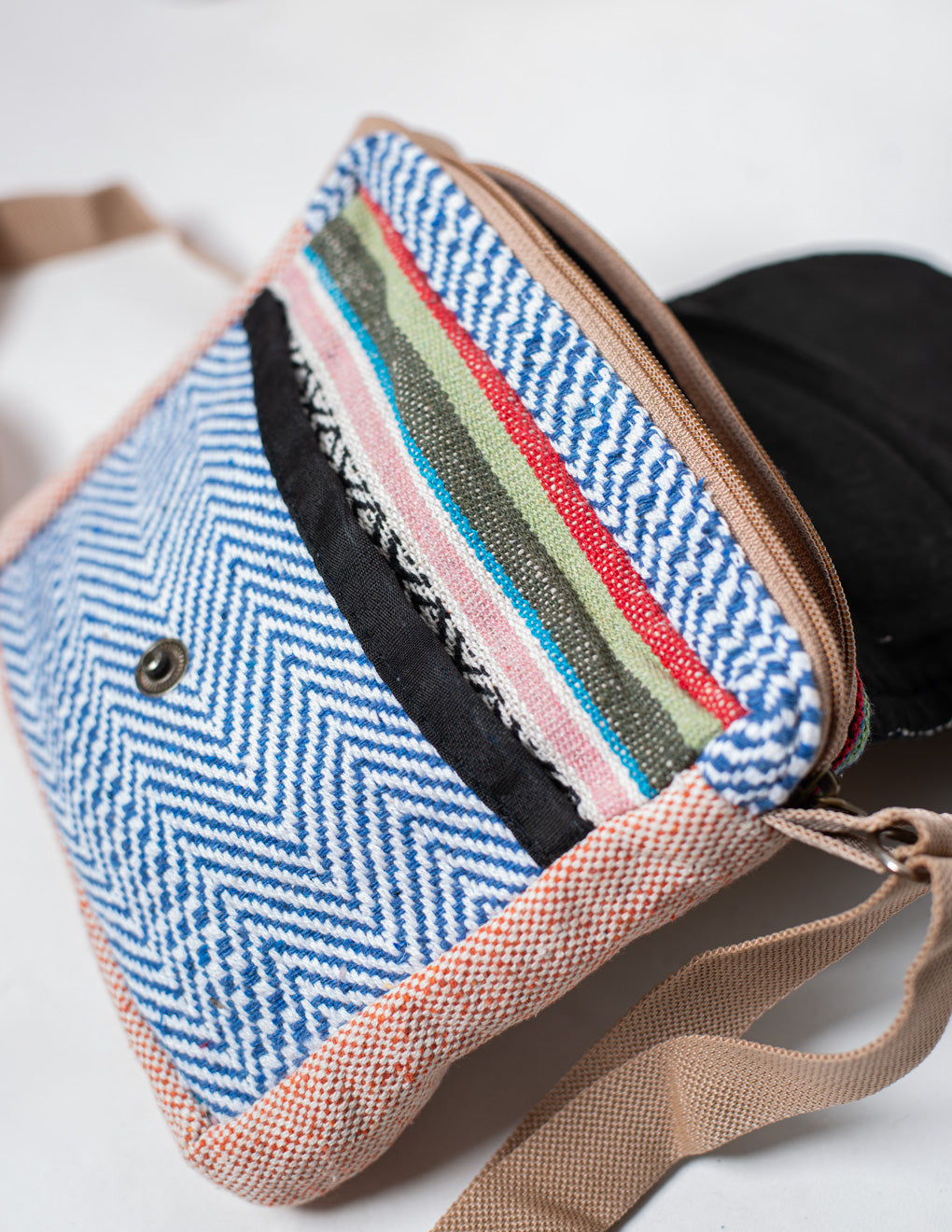 Multicolored Natural Fiber Unisex Sling Bag