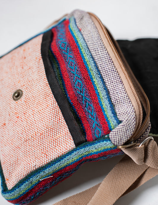 Multicolored Natural Fiber Unisex Sling Bag