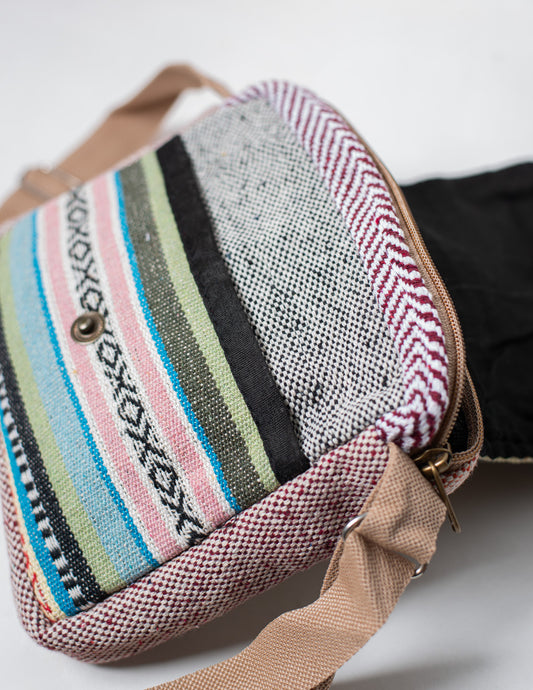 Multicolored Natural Fiber Unisex Sling Bag