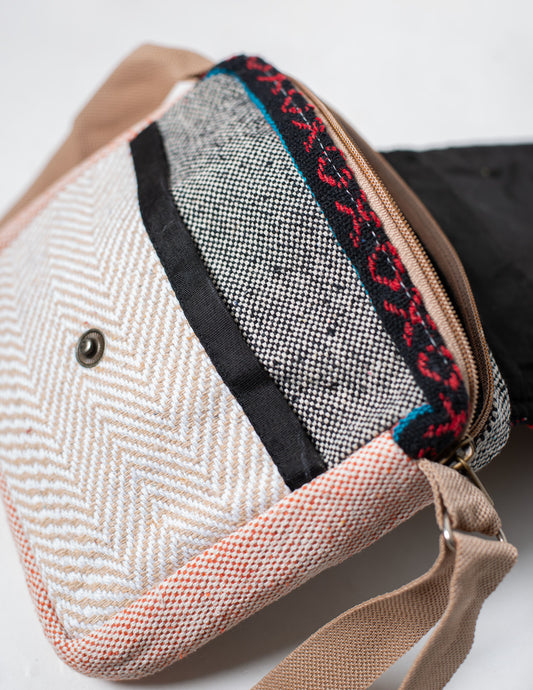 Multicolored Natural Fiber Unisex Sling Bag