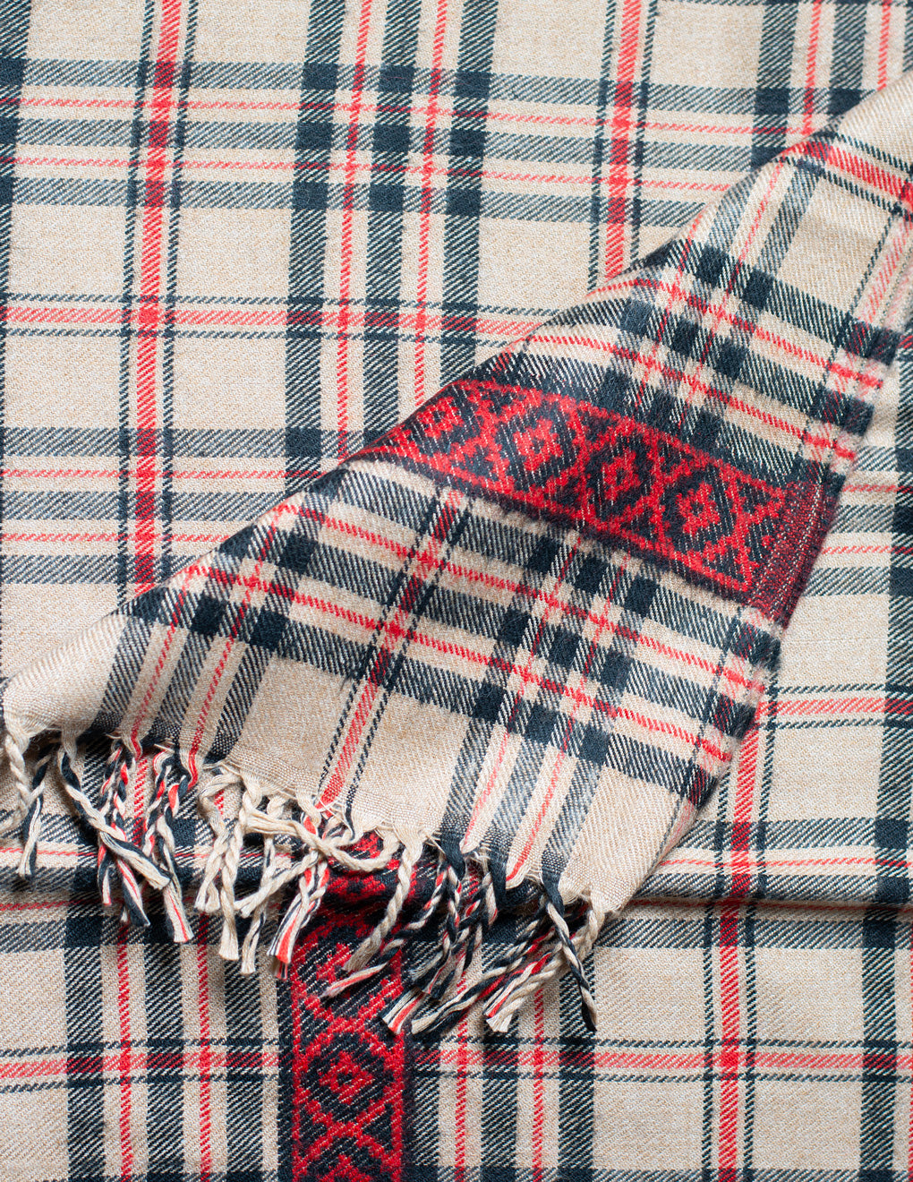 Beige Check Pure Handwoven Woollen Stole