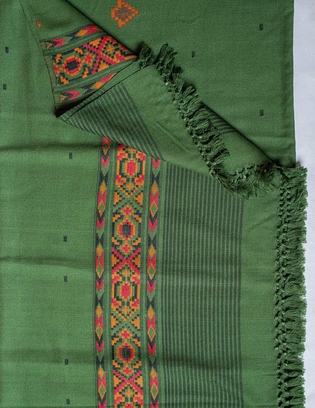 Green Buti Pure Handwoven Woollen Shawl