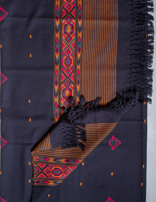 Black Buti Pure Handwoven Woollen Shawl