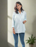 Sky Self Work Cotton Kurta