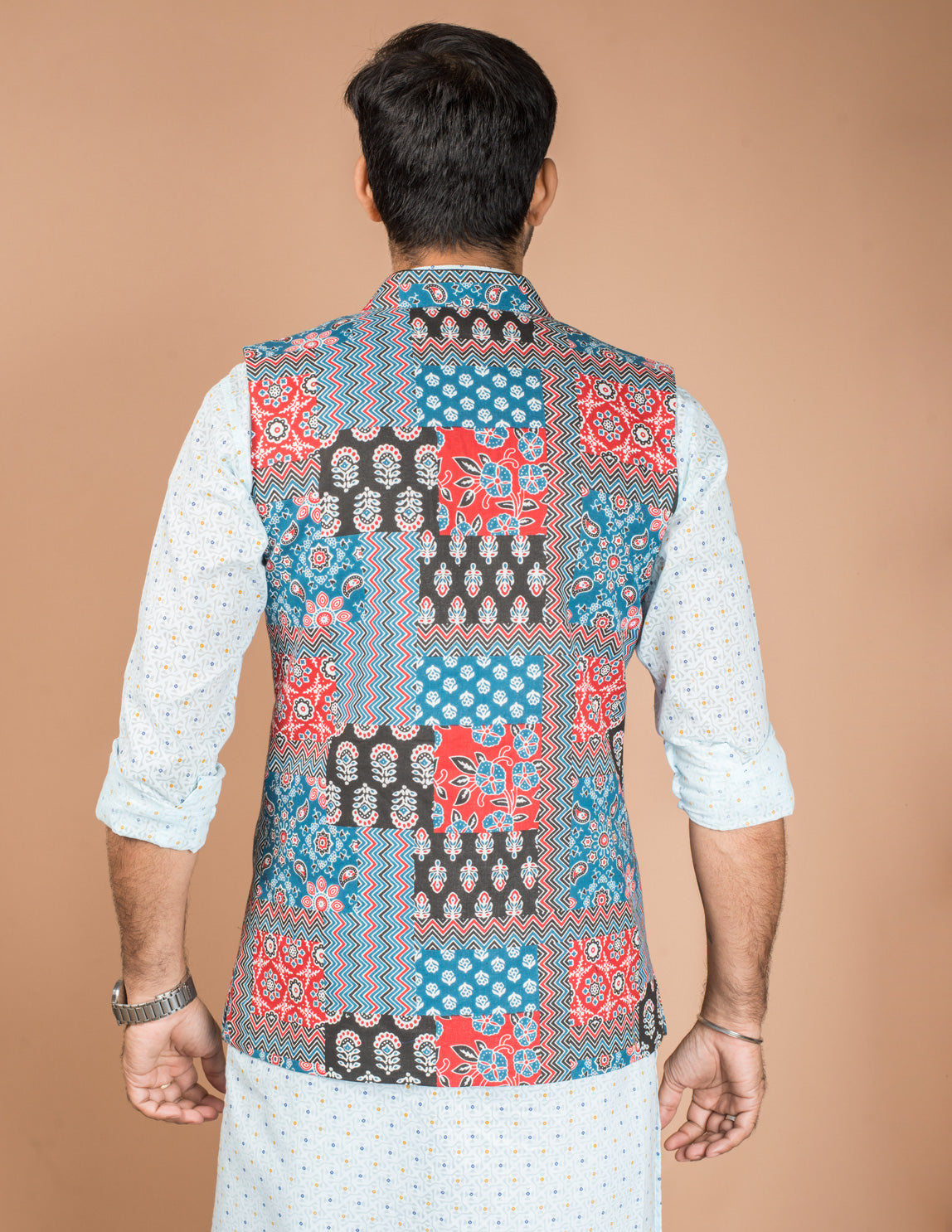 Multicolour Patch Cotton Nehru Jacket