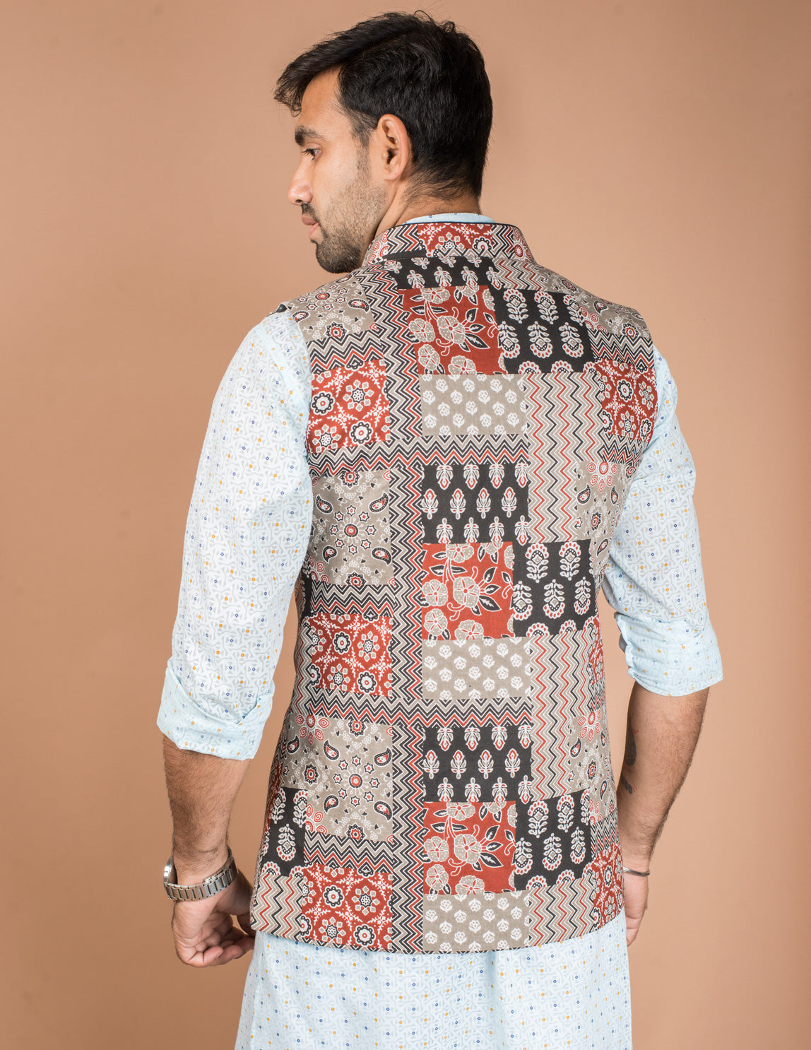 Multicolour Patch Cotton Nehru Jacket