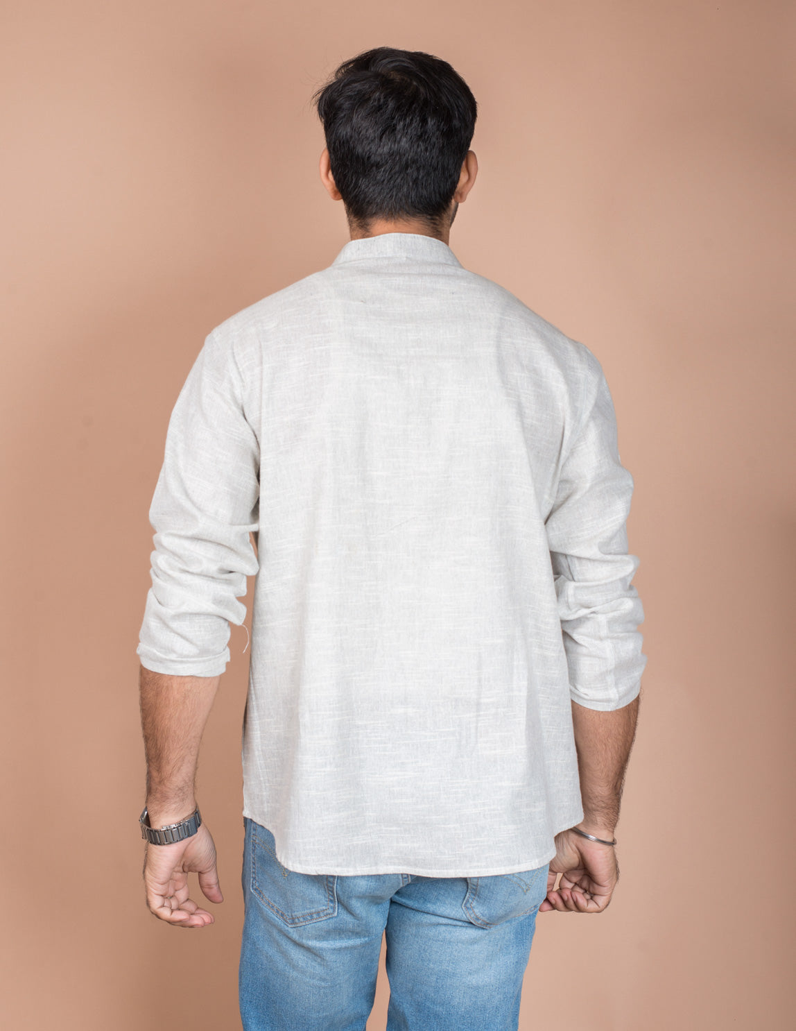 Light Grey Natural Cotton Short Kurta