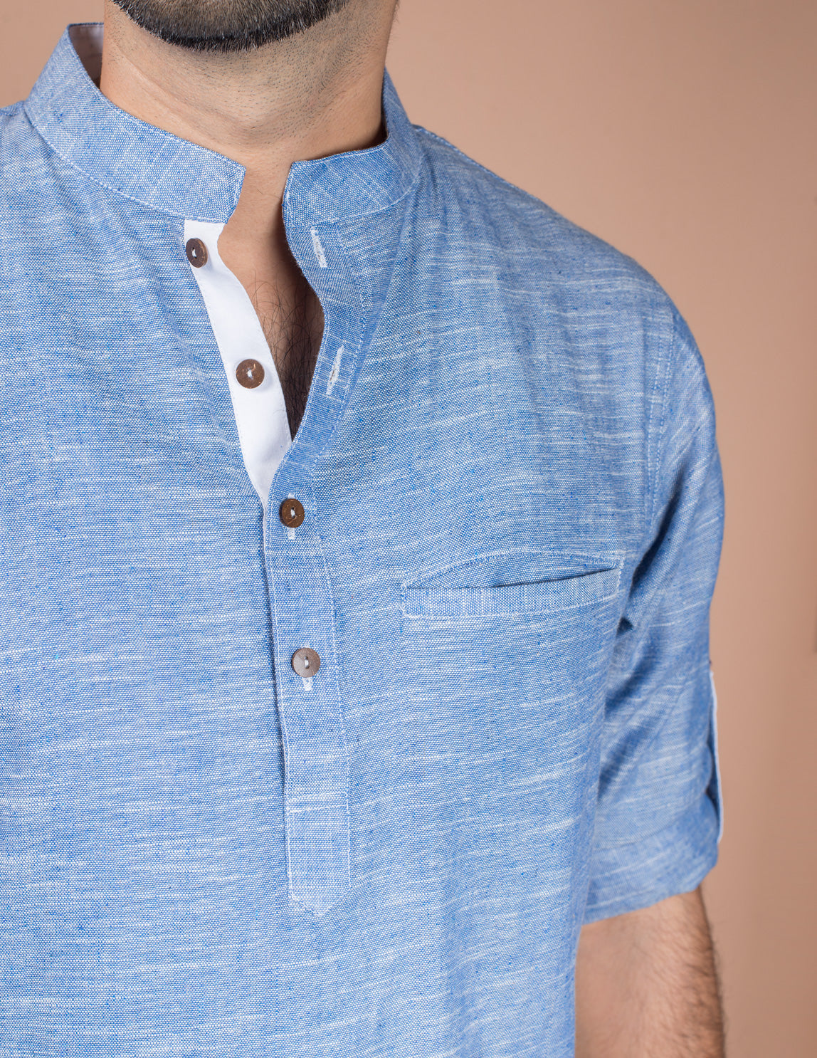 Denim Blue Cotton Short Kurta