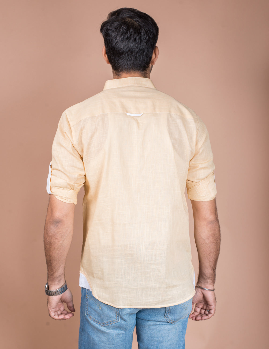 Beige Cotton Slub Short Kurta