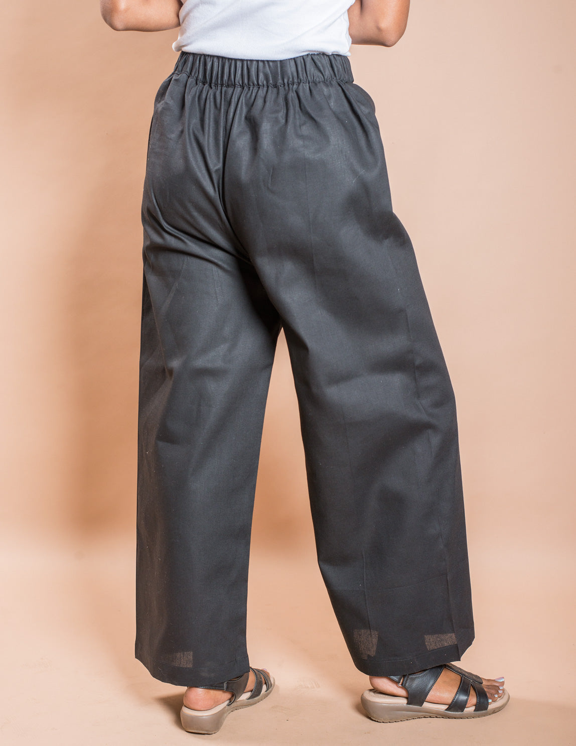 Black Plain Women's Cotton Palazzo
