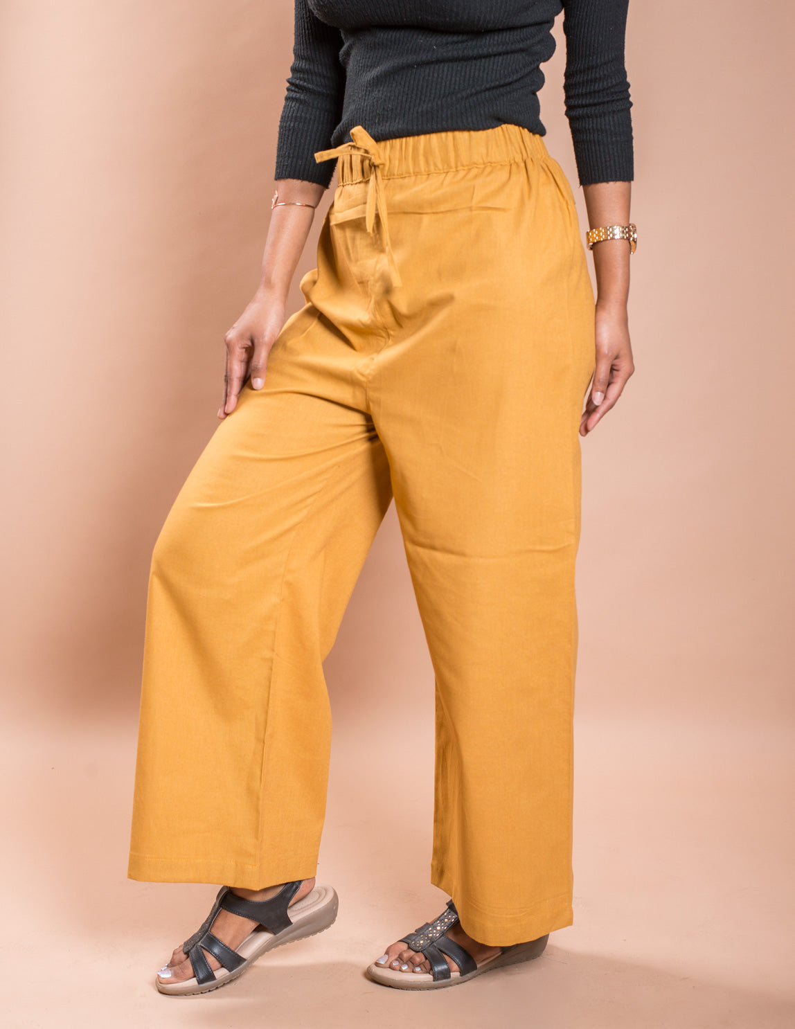 Mustered Plain Women's Cotton Palazzo