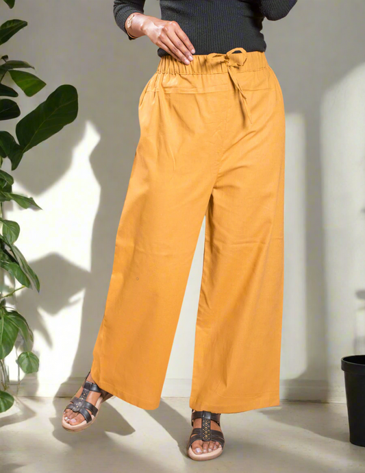 Mustered Plain Women's Cotton Palazzo