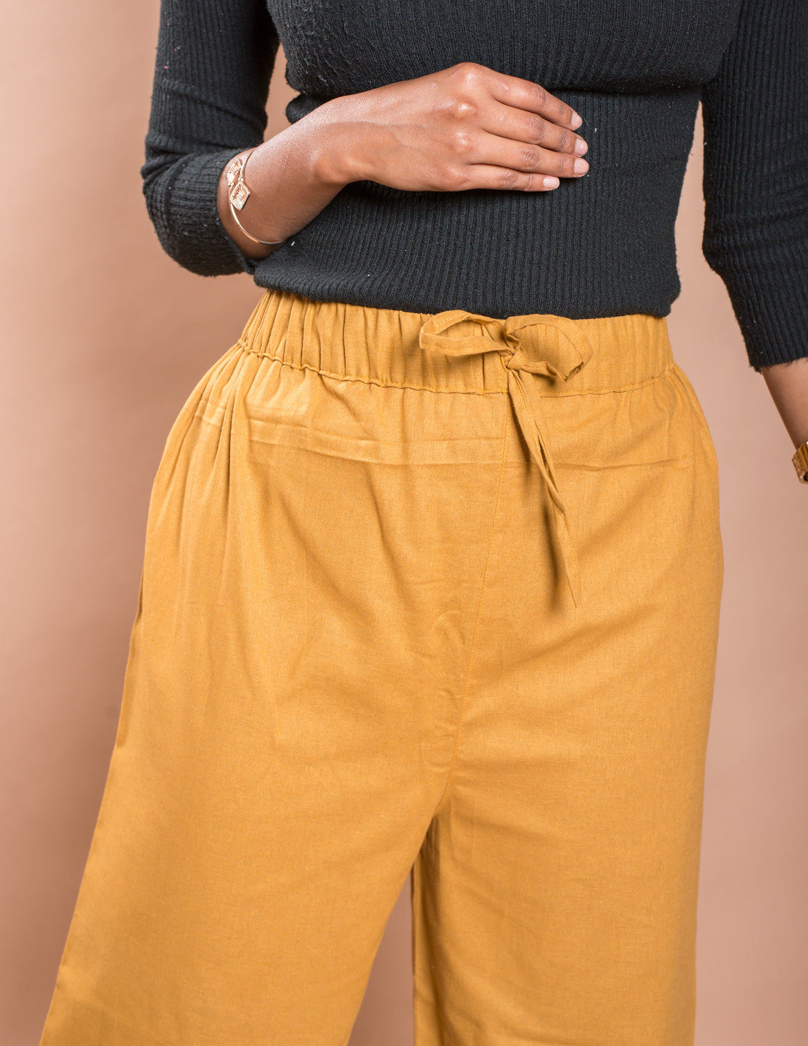 Mustered Plain Women's Cotton Palazzo