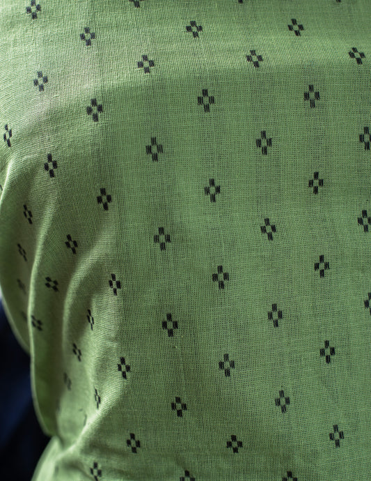 Green Woven Cotton Handloom Unstitched Suit