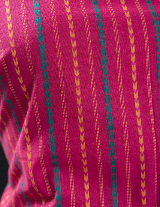 Magenta Cotton Handloom Jacquard Unstitched Suit