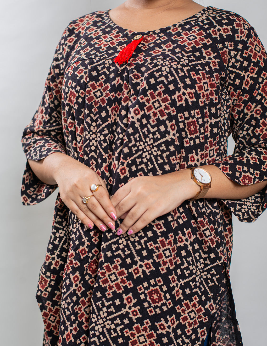 Black Pure Cotton Ajrakh Top