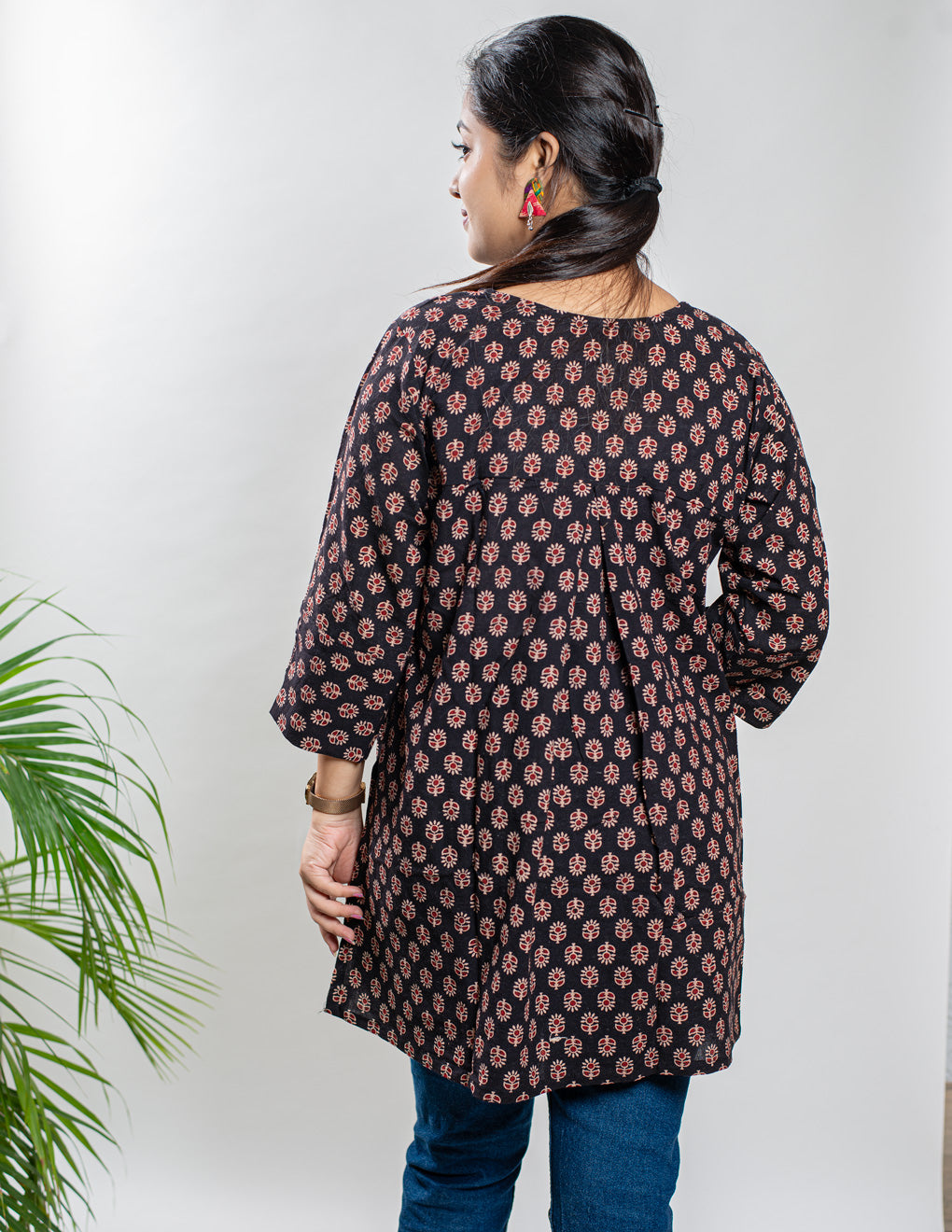 Black Pure Cotton Ajrakh Top