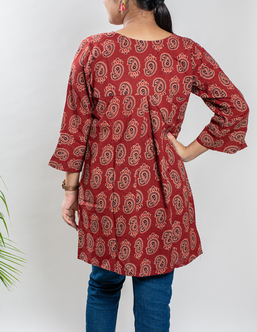 Maroon Pure Cotton Ajrakh Top