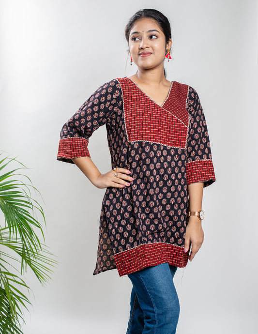 Black Pure Cotton Ajrakh Kurti