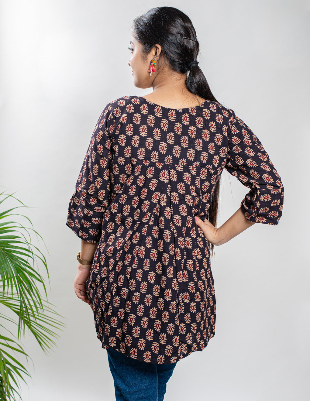 Black Pure Cotton Ajrakh Top