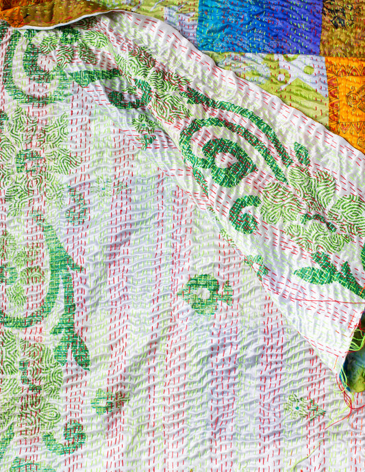 Bengal Kantha Patchwork Reversible Silk Stole