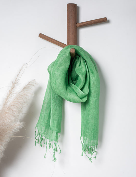 Green Woven Bhagalpuri Linen Stole