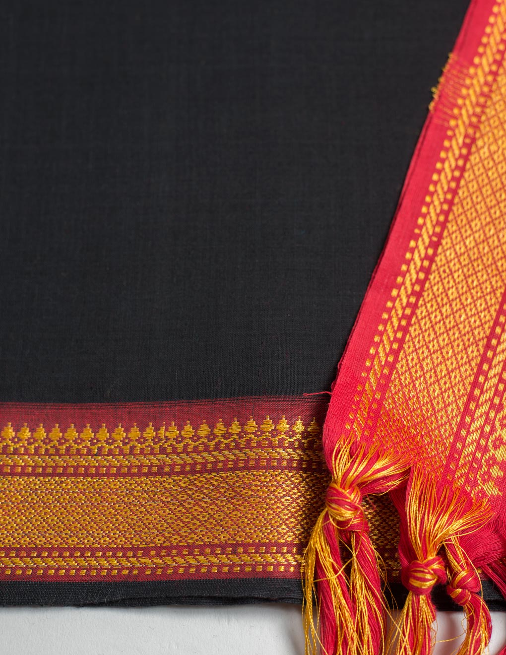 Black Handloom Mangalagiri Unstitched Suit