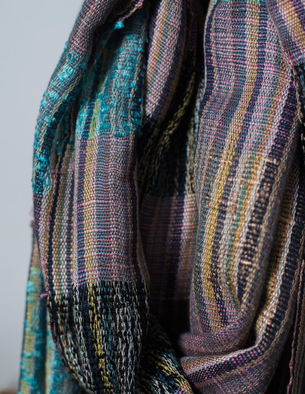 Mauve Stripe Handloom Cotton Matka Silk Stole