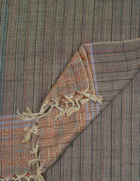 Grey Handloom Cotton Matka Silk Stole