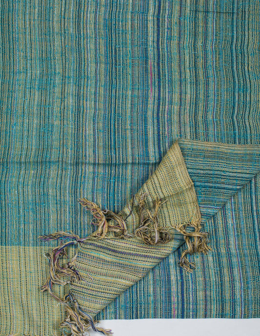 Green Handloom Cotton Matka Silk Stole