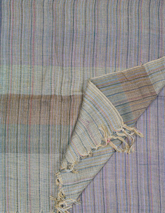 Grey Handloom Cotton Matka Silk Stole