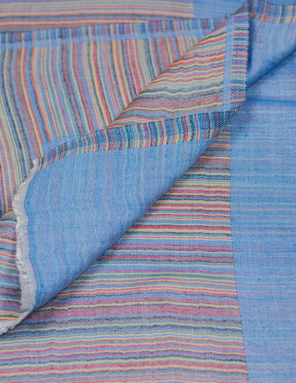 Denim Blue Reversible Stripe Modal Silk Stole