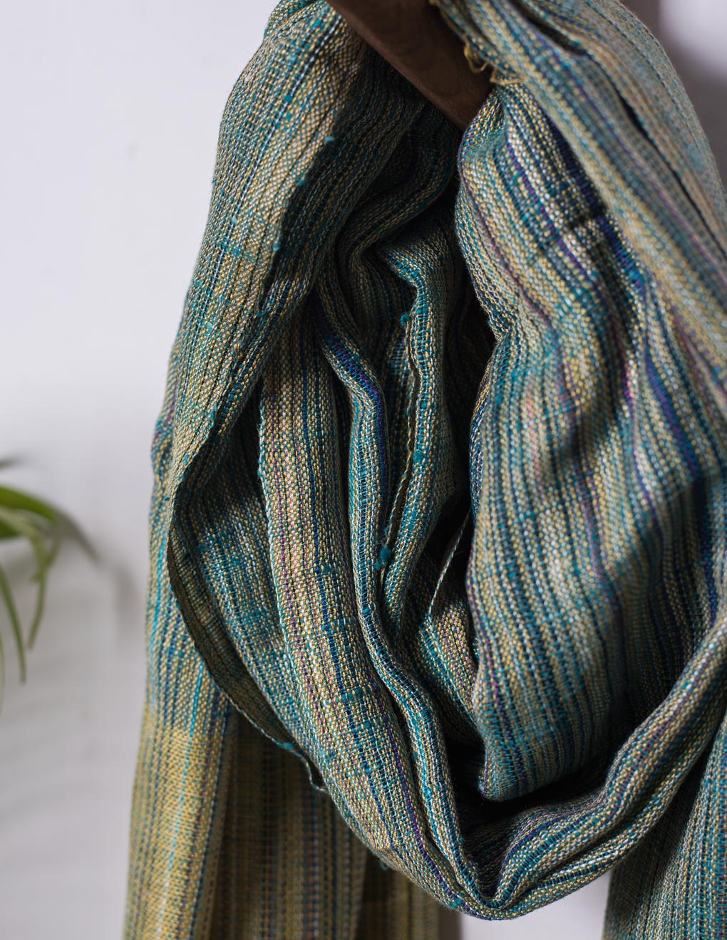Green Handloom Cotton Matka Silk Stole