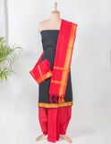 Black Handloom Mangalagiri Unstitched Suit