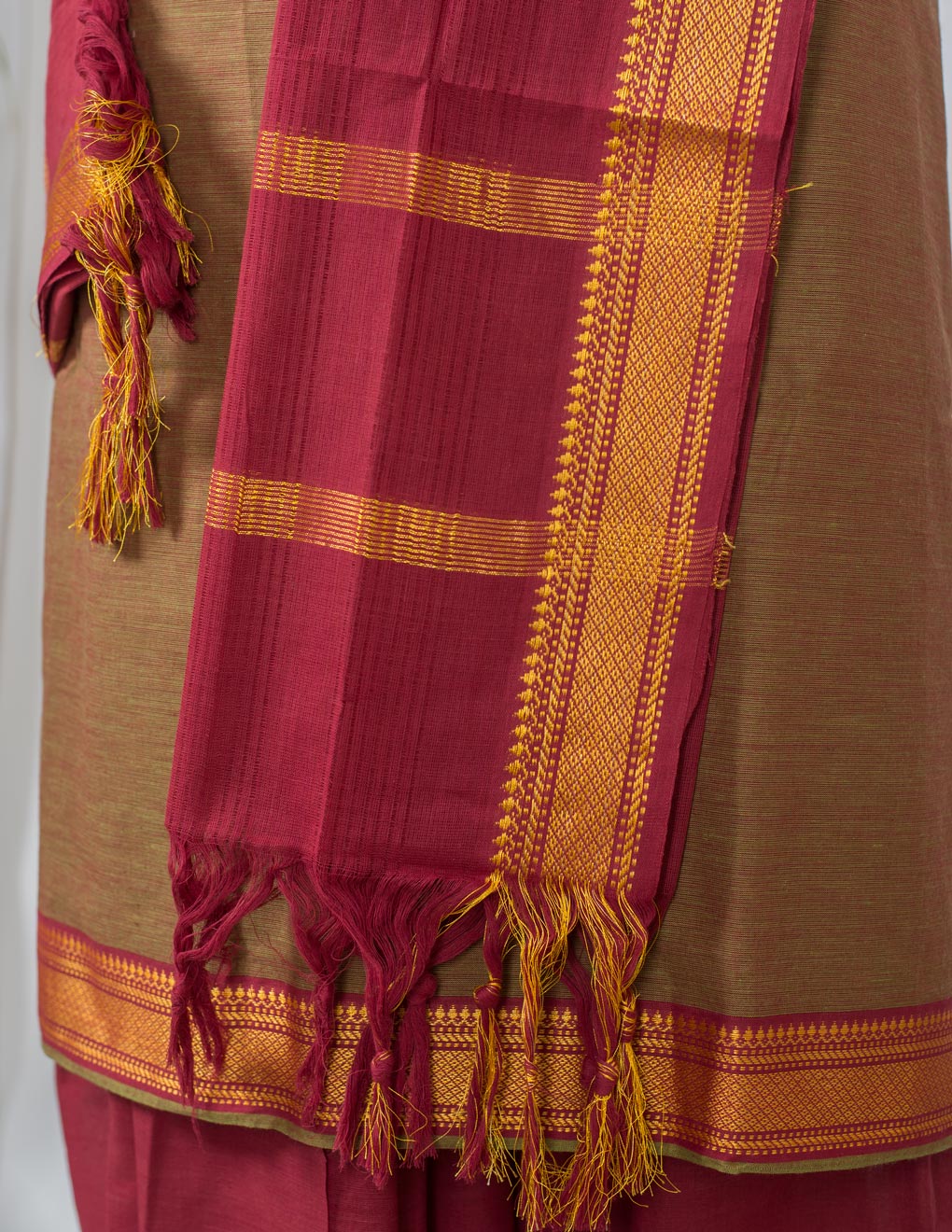 Mustard Handloom Mangalagiri Unstitched Suit