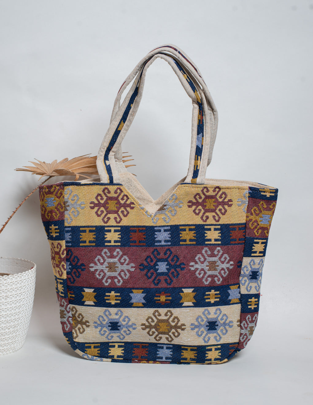 Multicolour Natural Fibre Shoulder Bag