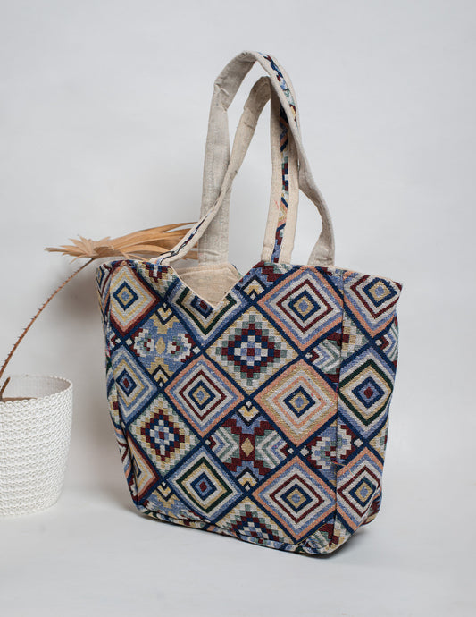 Multicolour Natural Fibre Shoulder Bag