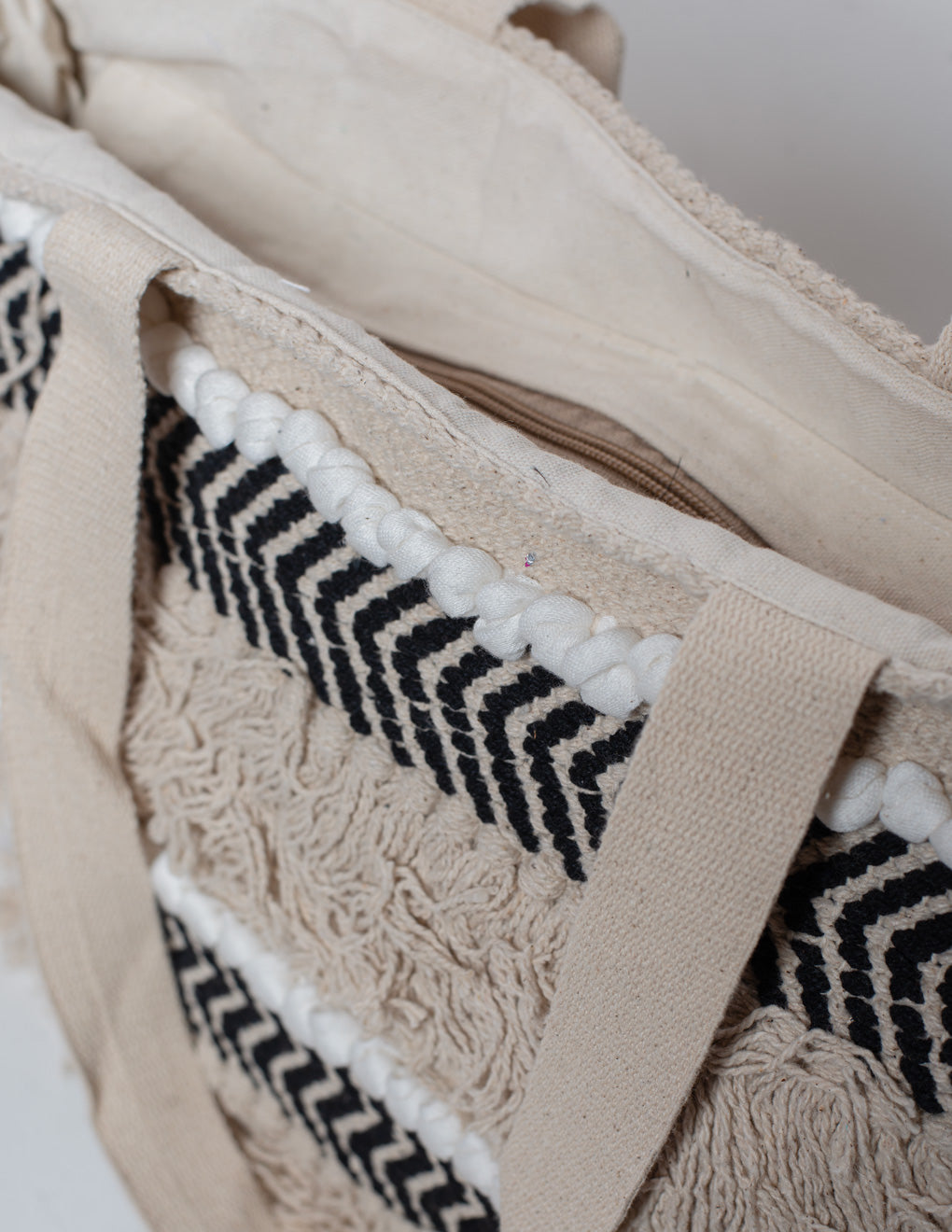 Black & White Natural Fibre Shoulder Bag