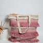 Pink & White Natural Fibre Shoulder Bag