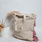 Pink & White Natural Fibre Shoulder Bag