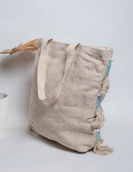 Sky & White Natural Fibre Shoulder Bag