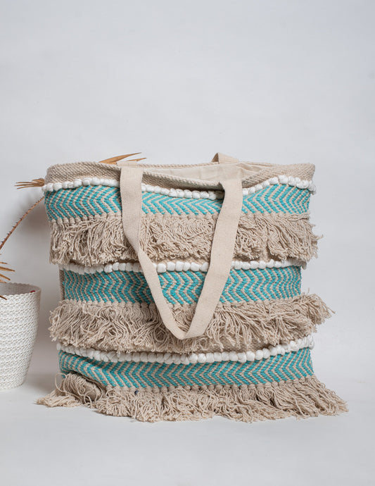 Sky & White Natural Fibre Shoulder Bag