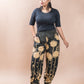 Black & Beige Cotton printed Harem Pant