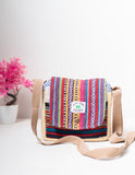 Multicolored Natural Fiber Unisex Sling Bag